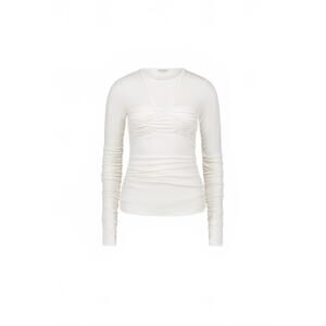 NEW SAEMDI women's long sleeve bra top in white/beige